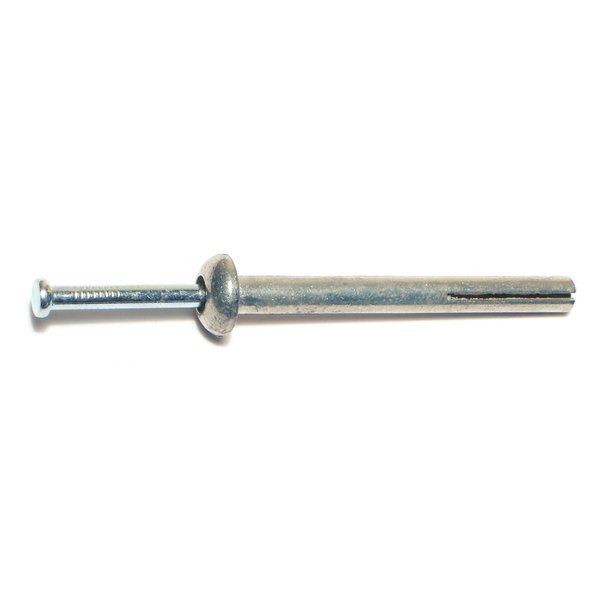 Midwest Fastener Nail Drive Anchor, 1/4" Dia., 2-1/2" L, Steel Zinc Plated, 100 PK 09663